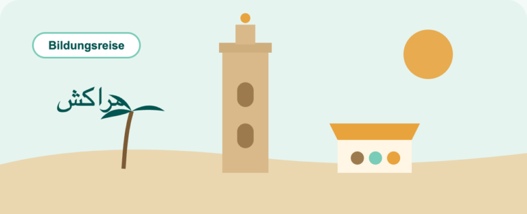 Gezeichnete Illustration zum Beitrag: Marrakesch erleben: Geschichte, Kultur und Moderne
